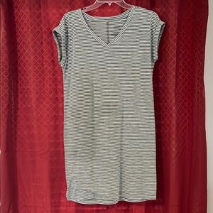 Sonoma Black and White Striped Midi Dress